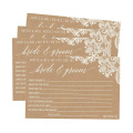 4X6 Laço Antigo Cartões de Casamento Papel Kraft Recepção Desejando Livro de Visitas Impressão de Cartão de Casamento Alternativo